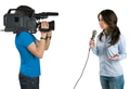 TV reporter presenting the news in studio, isolated on white bac TV reporter presenting the news in studio, isolated on white bac - PhotoDune Item for Sale