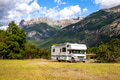 MOTORHOME RV In Chilean landscape in Andes. Family trip traval vacation in mauntains. MOTORHOME RV In Chilean landscape in Andes. Family trip traval vacation in mauntains. - PhotoDune Item for Sale