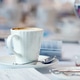 White ceramic mug with coffee White ceramic mug with coffee - PhotoDune Item for Sale