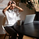Exhausted woman feeling overwhelmed and frustrated with remote work and digital overload Exhausted woman feeling overwhelmed and frustrated with remote work and digital overload - PhotoDune Item for Sale
