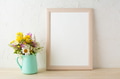 Frame mockup with flowers in mint green vase Frame mockup with flowers in mint green vase - PhotoDune Item for Sale