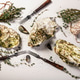 Fresh oyster and oregano. Food flat lay composition on a light background. Tasty seafood Fresh oyster and oregano. Food flat lay composition on a light background. Tasty seafood - PhotoDune Item for Sale