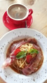 Bacon pasta with a cup of coffee Bacon pasta with a cup of coffee - PhotoDune Item for Sale