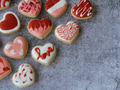 Flat lay of valentines heart cookies on gray background with copy space Flat lay of valentines heart cookies on gray background with copy space - PhotoDune Item for Sale
