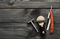 Vintage barber shop tools on wooden background Vintage barber shop tools on wooden background - PhotoDune Item for Sale