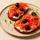 sandwiches with red fish, cream cheese, olives and microgreens, breakfast, sandwiches with red fish, cream cheese, olives and microgreens, breakfast, - PhotoDune Item for Sale