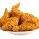 Fried chicken served on white plate isolated on white background with clipping path. Fried chicken served on white plate isolated on white background with clipping path. - PhotoDune Item for Sale