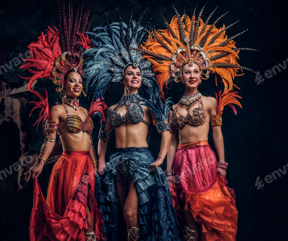 Three beautiful women in traditional brazilian carnival costumes Stock Photo by fxquadro Three beautiful women in traditional brazilian carnival costumes Stock Photo by fxquadro