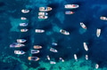 Croatia. Boats on the water surface from top view. Blue water background with boats from drone view. Croatia. Boats on the water surface from top view. Blue water background with boats from drone view. - PhotoDune Item for Sale
