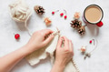 Knitting and Cup of Coffee on the White Table Knitting and Cup of Coffee on the White Table - PhotoDune Item for Sale