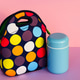 snack on a break with a lunchbox. colorful handbag, blue thermos. snack on a break with a lunchbox. colorful handbag, blue thermos. - PhotoDune Item for Sale