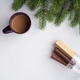 Natural Christmas tree coffee and dessert on a white background. Natural Christmas tree coffee and dessert on a white background. - PhotoDune Item for Sale