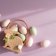 Pastel Easter Bunny Basket with Eggs and Flowers on Lavender Background Pastel Easter Bunny Basket with Eggs and Flowers on Lavender Background - PhotoDune Item for Sale