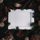 Empty picture frame, pine tree christmas decoration on dark background. Flat lay minimal new year Empty picture frame, pine tree christmas decoration on dark background. Flat lay minimal new year - PhotoDune Item for Sale