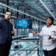 Using AI software, machinery sensors and man with coworker in microchip factory Using AI software, machinery sensors and man with coworker in microchip factory - PhotoDune Item for Sale