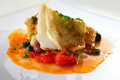 Grilled cod with the addition of tomato olives and capers. Grilled cod with the addition of tomato olives and capers. - PhotoDune Item for Sale