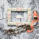 Easter background with frame and statue Angel and spring flowers Easter background with frame and statue Angel and spring flowers - PhotoDune Item for Sale