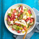 Fresh chicory Endive salad with watermelon, cucumber, and feta cheese, top view. Fresh chicory Endive salad with watermelon, cucumber, and feta cheese, top view. - PhotoDune Item for Sale