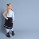 young girl with blonde hair in pigtails stands against a plain grey background, youthful energy. young girl with blonde hair in pigtails stands against a plain grey background, youthful energy. - PhotoDune Item for Sale