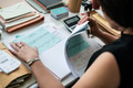 Adult asian woman working on payment bills accounting summary da Adult asian woman working on payment bills accounting summary da - PhotoDune Item for Sale