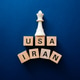 Chess king on usa and iran blocks representing conflict Chess king on usa and iran blocks representing conflict - PhotoDune Item for Sale