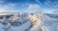 Panoramic view on the mountain range in Norway. Winter landscape from air. Panoramic view on the mountain range in Norway. Winter landscape from air. - PhotoDune Item for Sale