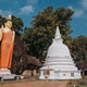 Majestic Buddha Statue Beside White Stupa in Serenity Majestic Buddha Statue Beside White Stupa in Serenity - PhotoDune Item for Sale