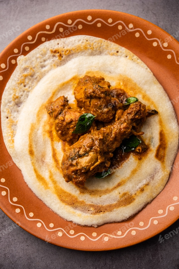Chicken curry dosa is a south indian non vegetarian recipe Stock