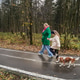 Walking mother with daughter, dog on park path. Family pet activity supports bonding, care Walking mother with daughter, dog on park path. Family pet activity supports bonding, care - PhotoDune Item for Sale