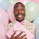 Studio waist up of young satisfied happy smiling broadly darkskinned man standing in centre isolated Studio waist up of young satisfied happy smiling broadly darkskinned man standing in centre isolated - PhotoDune Item for Sale