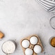 Baking pastry and cake ingredients with wooden utensil on light stone concrete. Baking pastry and cake ingredients with wooden utensil on light stone concrete. - PhotoDune Item for Sale
