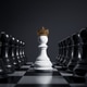 White chess pieces wearing a golden crown White chess pieces wearing a golden crown - PhotoDune Item for Sale
