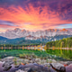 Astonishing autumn landscape of Eibsee Lake in front of Zugspitze summit under sunset Astonishing autumn landscape of Eibsee Lake in front of Zugspitze summit under sunset - PhotoDune Item for Sale