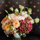 Beautiful modern bridal bouquet of colorful fresh flowers with silk ribbons. Beautiful modern bridal bouquet of colorful fresh flowers with silk ribbons. - PhotoDune Item for Sale