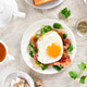 Fried Eggs, Bacon and Greens On Bread Fried Eggs, Bacon and Greens On Bread - PhotoDune Item for Sale