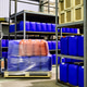 Industrial interior of warehouse storage of chemical liquids on racks ...