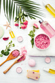 Spa setting with pink roses and aroma oil, vintage style Spa setting with pink roses and aroma oil, vintage style - PhotoDune Item for Sale