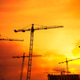 Industrial background with cranes over sunset sky Industrial background with cranes over sunset sky - PhotoDune Item for Sale