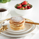 Stack of Golden Pancakes Dusted with Powdered Sugar with Strawberry and Coffee Stack of Golden Pancakes Dusted with Powdered Sugar with Strawberry and Coffee - PhotoDune Item for Sale