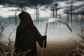 Death with a scythe in the dark misty forest Death with a scythe in the dark misty forest - PhotoDune Item for Sale