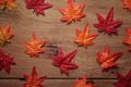 Autumn maple leaves on wooden background. Autumn season concept. Autumn maple leaves on wooden background. Autumn season concept. - PhotoDune Item for Sale