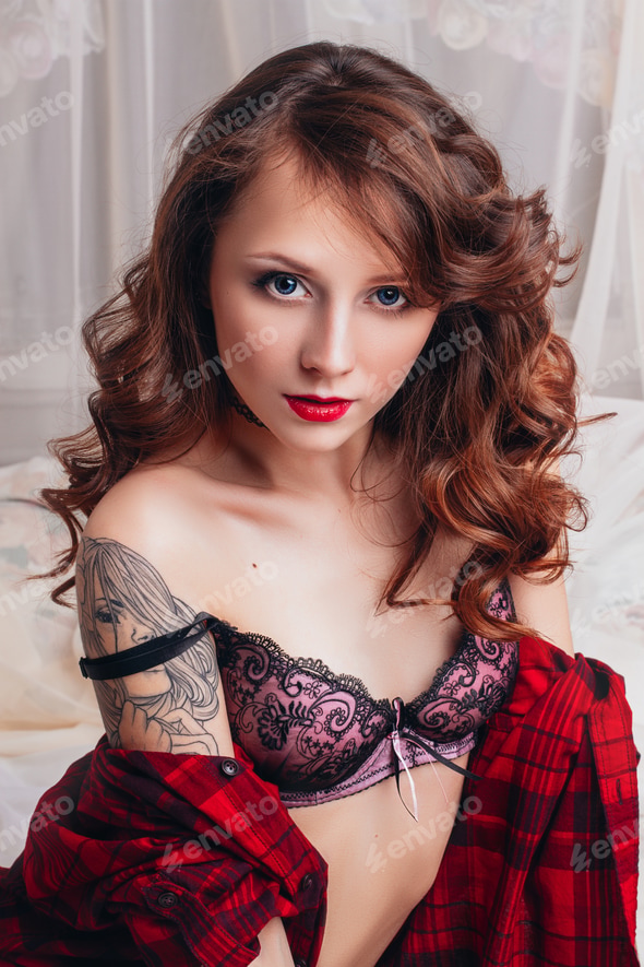 Beautiful sexy naked girl in underwear with a belt on a white bed. Erotic photoshoot charming Stock Photo by IvaFoto Beautiful sexy naked girl in underwear with a belt on a white bed. Erotic photoshoot charming Stock Photo by IvaFoto