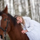 Bride Leaning Affectionately On Horse In Winter Forest Bride Leaning Affectionately On Horse In Winter Forest - PhotoDune Item for Sale
