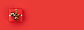 Banner with Red Gift Box Tied Golden Bow on Red Background. Banner with Red Gift Box Tied Golden Bow on Red Background. - PhotoDune Item for Sale