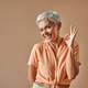 Beautiful positive cheerful smiling attractive modern cool mature confident smiling gray haired woma Beautiful positive cheerful smiling attractive modern cool mature confident smiling gray haired woma - PhotoDune Item for Sale