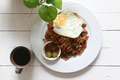 Asian food. Fried noodle served with Sambal or chili paste Asian food. Fried noodle served with Sambal or chili paste - PhotoDune Item for Sale