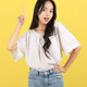Young Female Pointing on Top for Advertisement. Young Female Pointing on Top for Advertisement. - PhotoDune Item for Sale