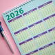 2026 calendar with pen in pastel tones color 2026 calendar with pen in pastel tones color - PhotoDune Item for Sale