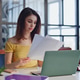 Woman accountant examining papers sitting at home table closeup. Woman working Woman accountant examining papers sitting at home table closeup. Woman working - PhotoDune Item for Sale