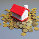 Small red and white toy house model placed on a large pile of gold coins for real estate investment Small red and white toy house model placed on a large pile of gold coins for real estate investment - PhotoDune Item for Sale